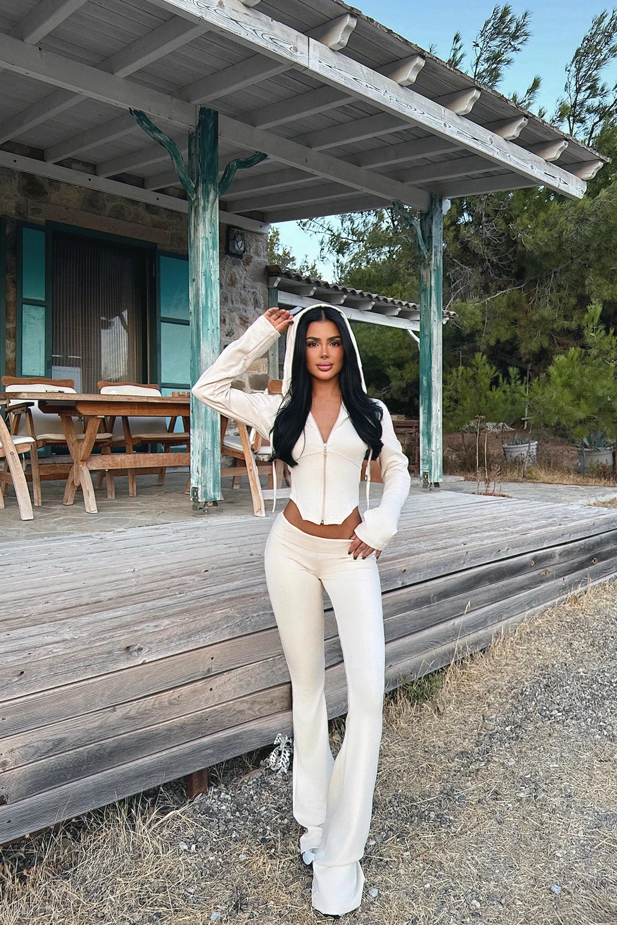Bej Pointelle Tracksuit Takım