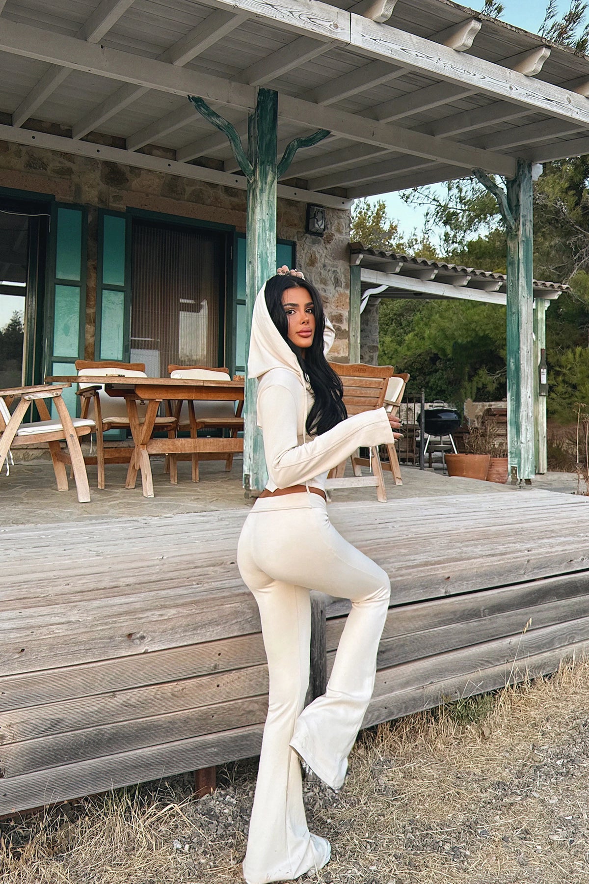 Bej Pointelle Tracksuit Takım