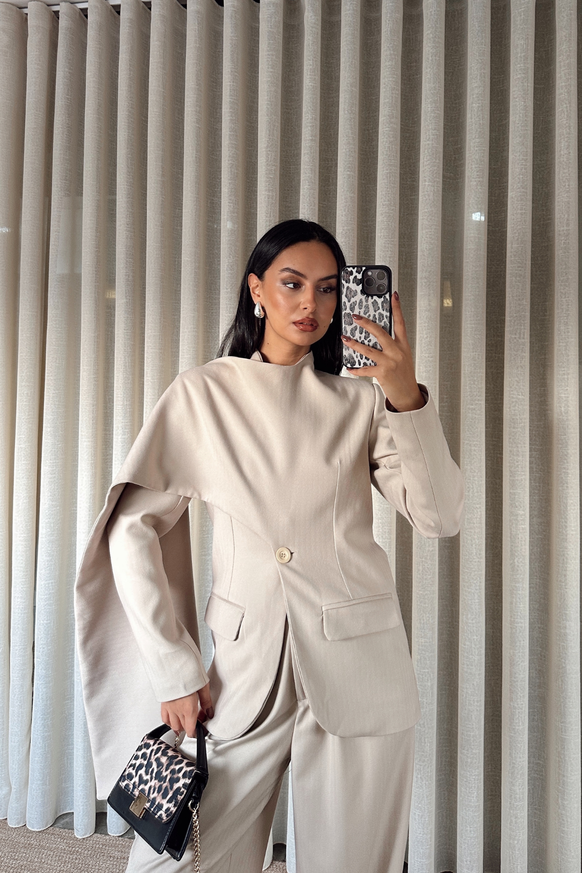 Bej Massim Model Şal Yaka Ceket Pantolon Takım