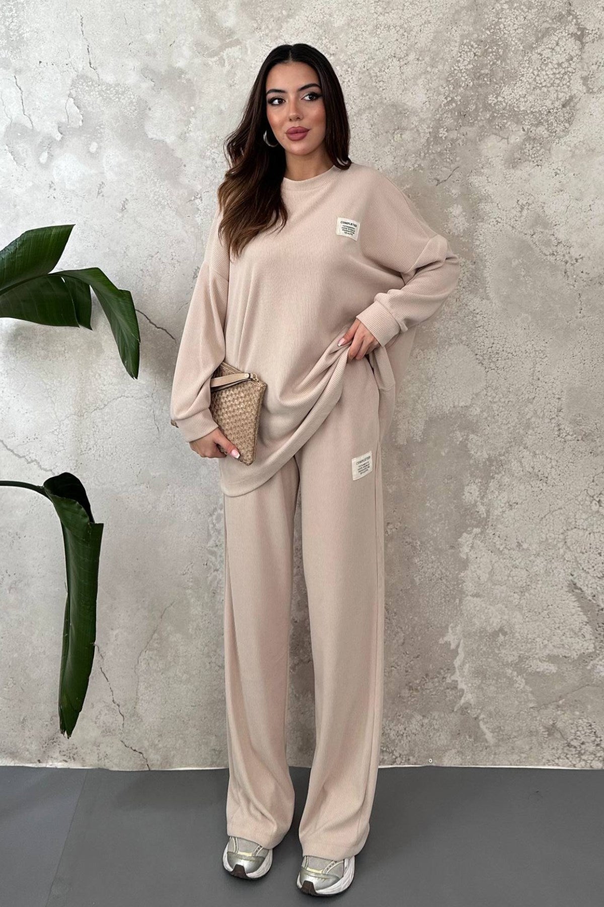 Bej Salaş Sweat Ve Pantolon