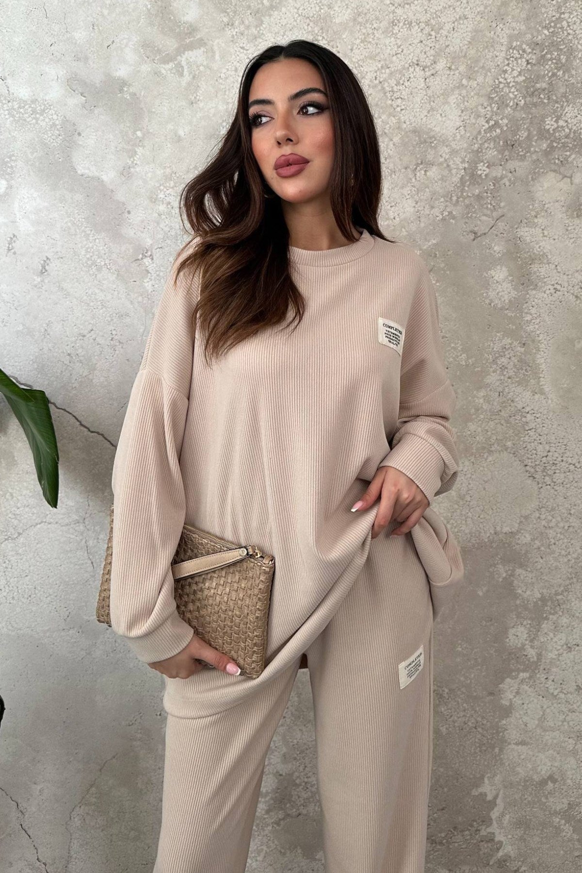 Bej Salaş Sweat Ve Pantolon
