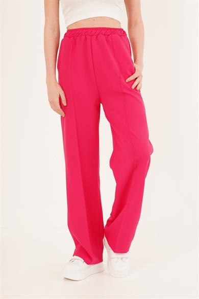 Bel Lastikli Basic Toptan Fuşya Pantolon