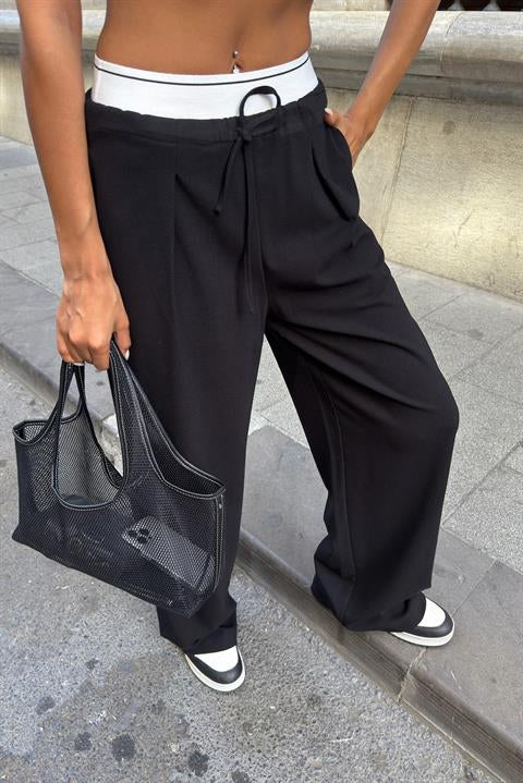 Beli Lastik Detaylı Rahat Pantolon 0087
