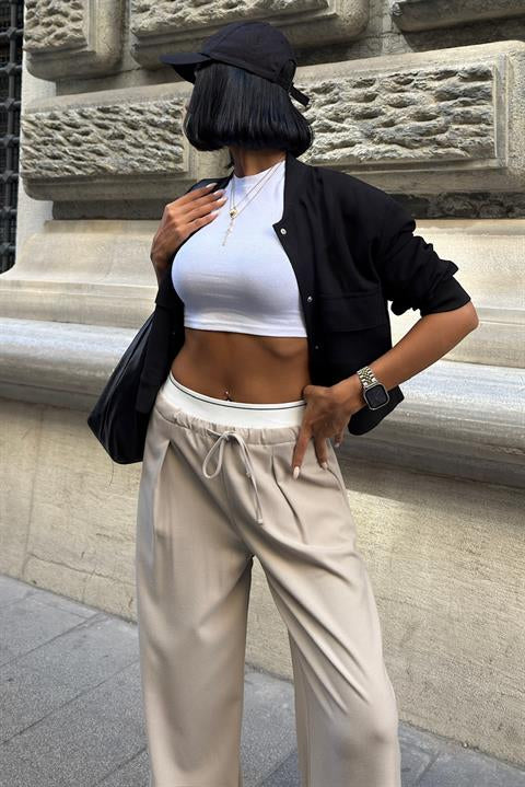 Beli Lastik Detaylı Rahat Pantolon 0087