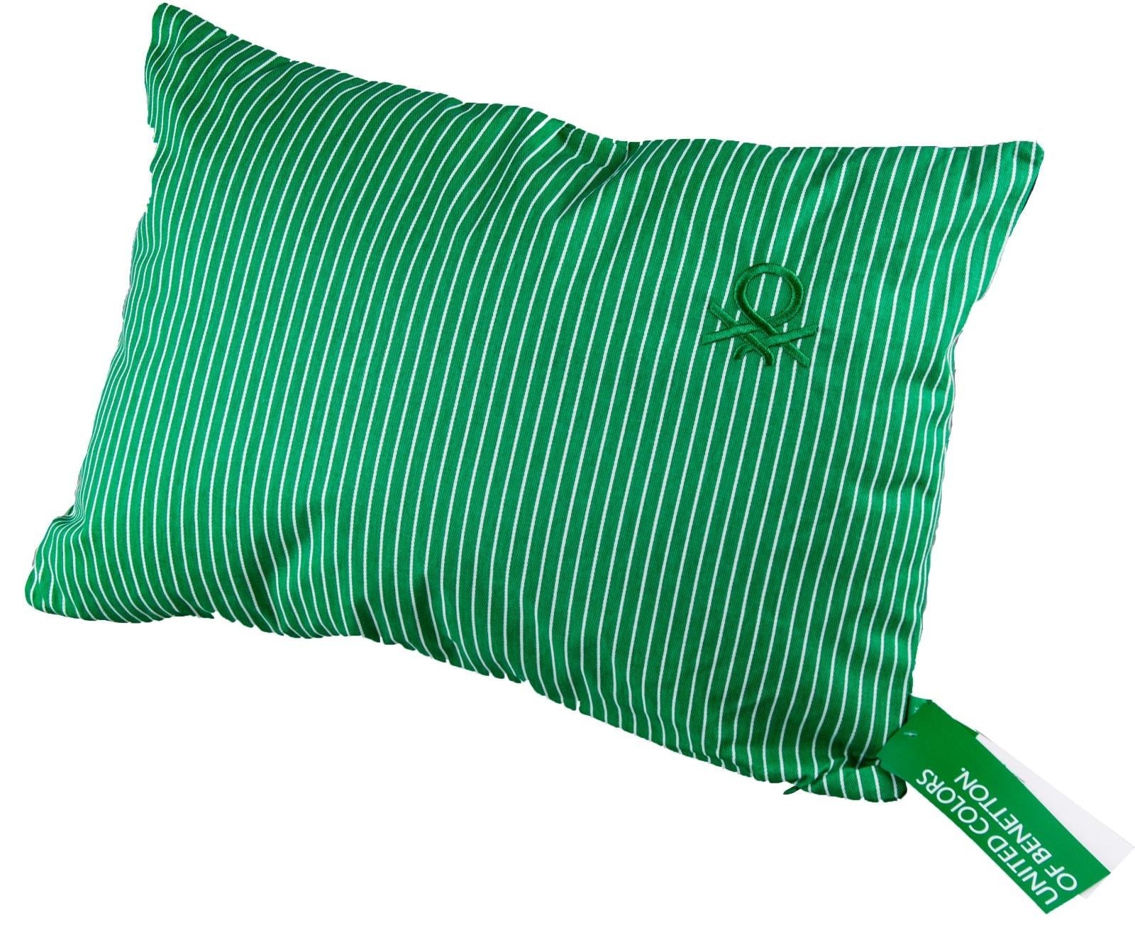 Benetton 100% Pamuk 35*50 Cm Çizgili Kırlent Dolu Yeşil Çizgili