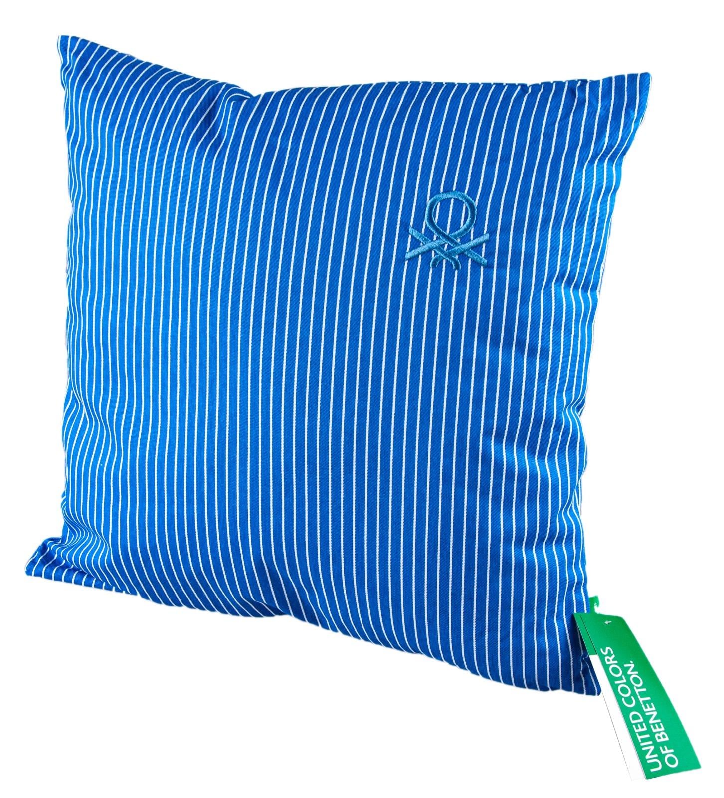 Benetton 100% Pamuk 45*45 Cm Çizgili Kırlent Dolu Mavi Çizgili