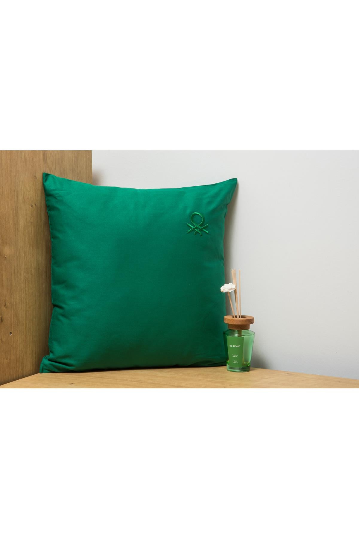 Benetton 100% Pamuk 45*45 Cm Düz Kırlent Dolu Yeşil