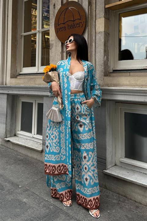 Berry Su Yollu Saten Kimono Takım 9714-08