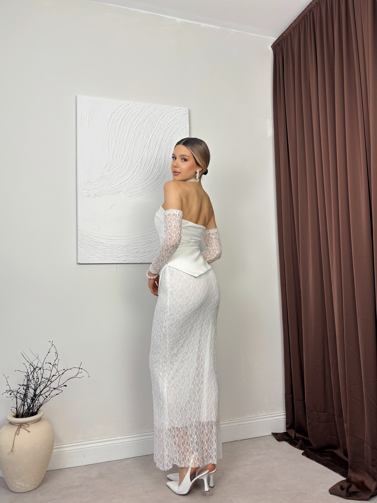 BEYAZ 20195 ELBİSE