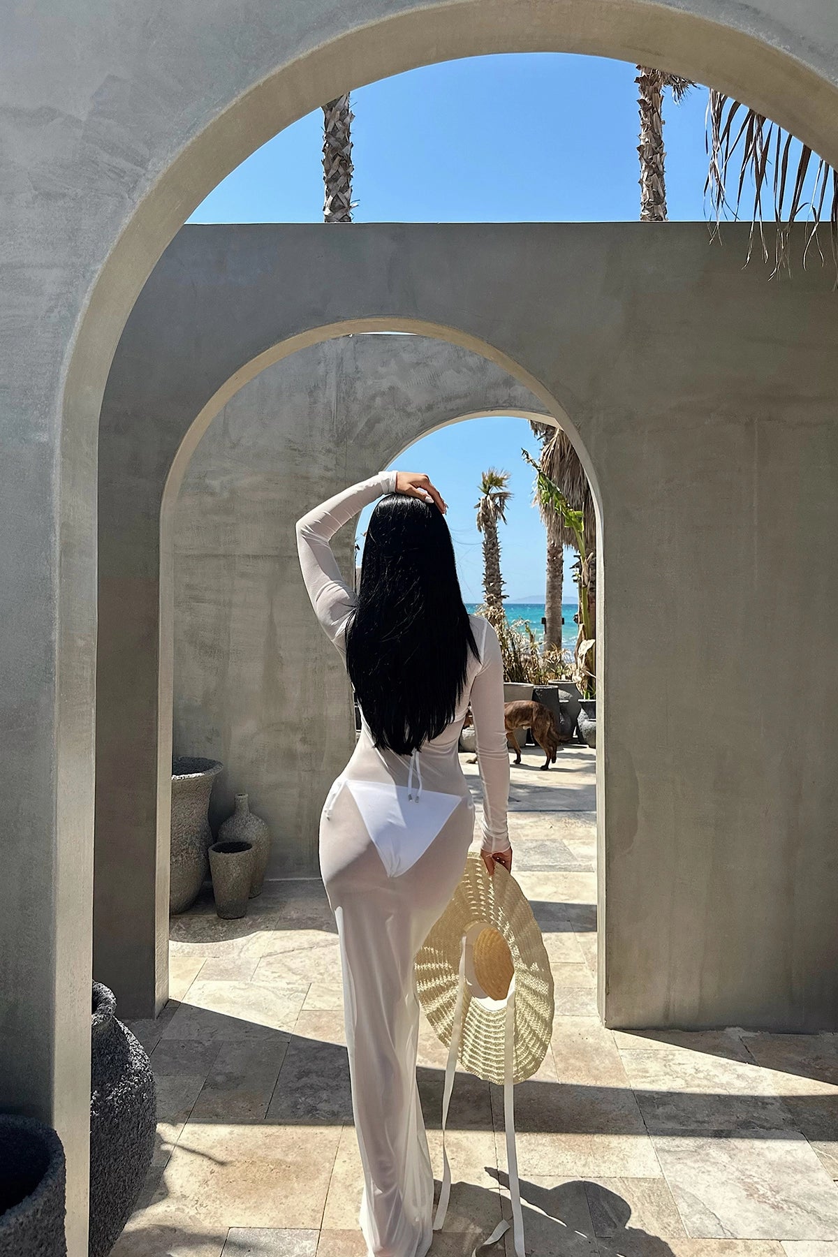 Beyaz Eliza Tül Plaj Elbisesi