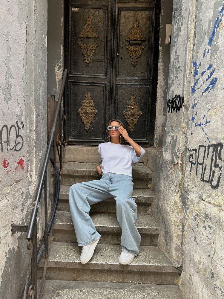 Topshow Beyaz Mavi Garnili Crop Toptan Bluz