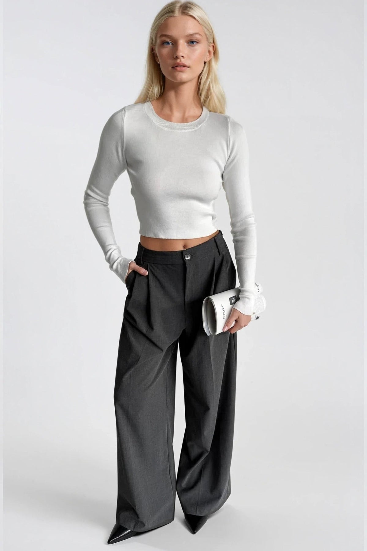 Bisiklet Yaka Basic Triko Bluz - Siyah