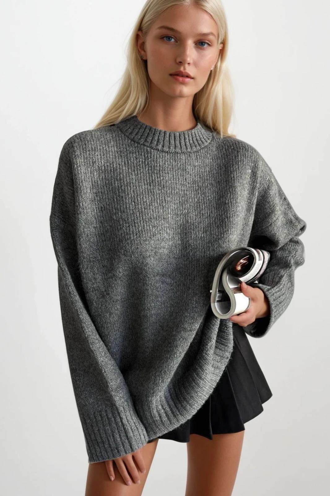 Bisiklet Yaka Basic Triko Kazak - Pembe