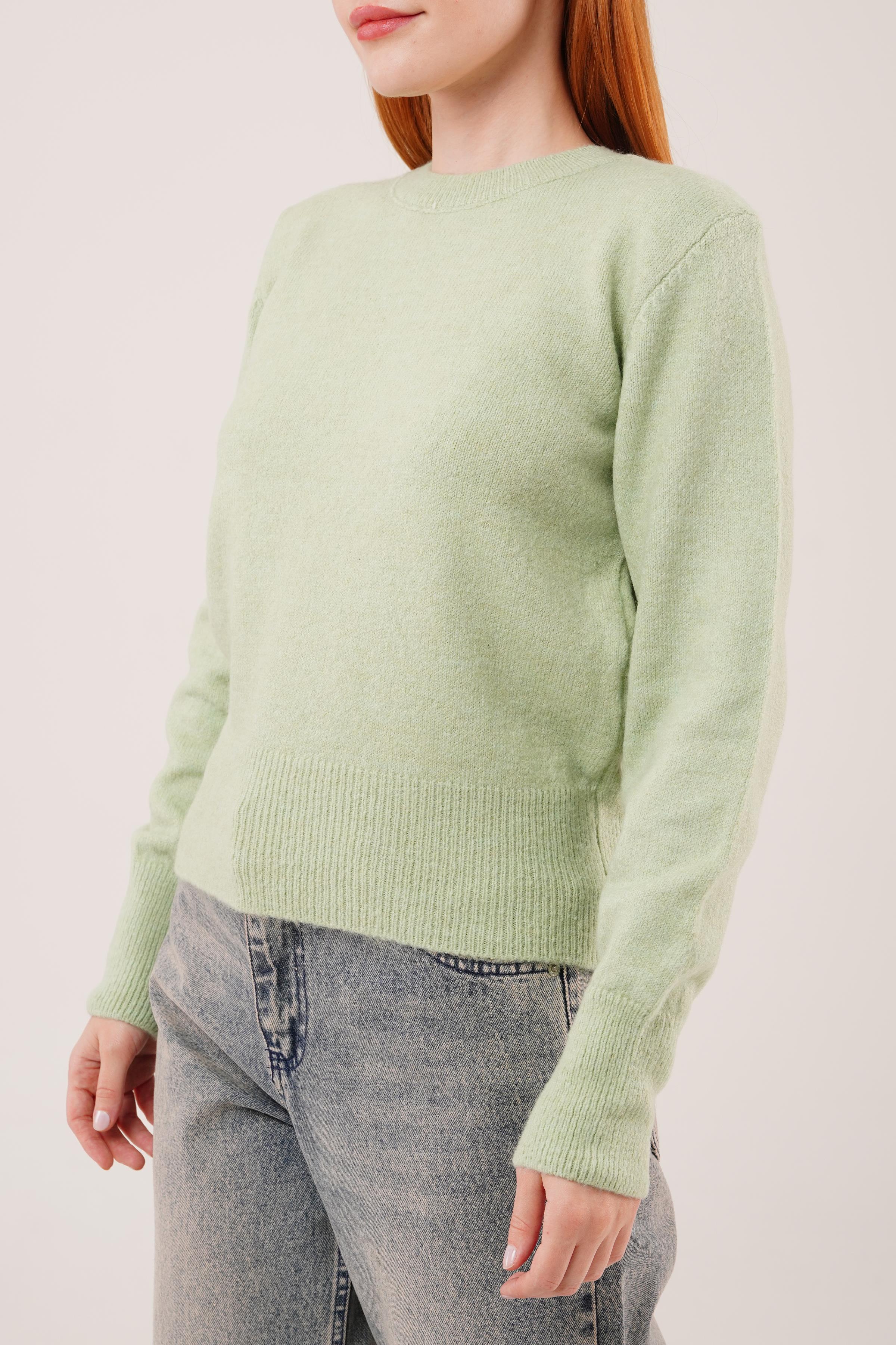 Bisiklet Yaka Düz Model Toptan Fıstık Yeşili Kazak