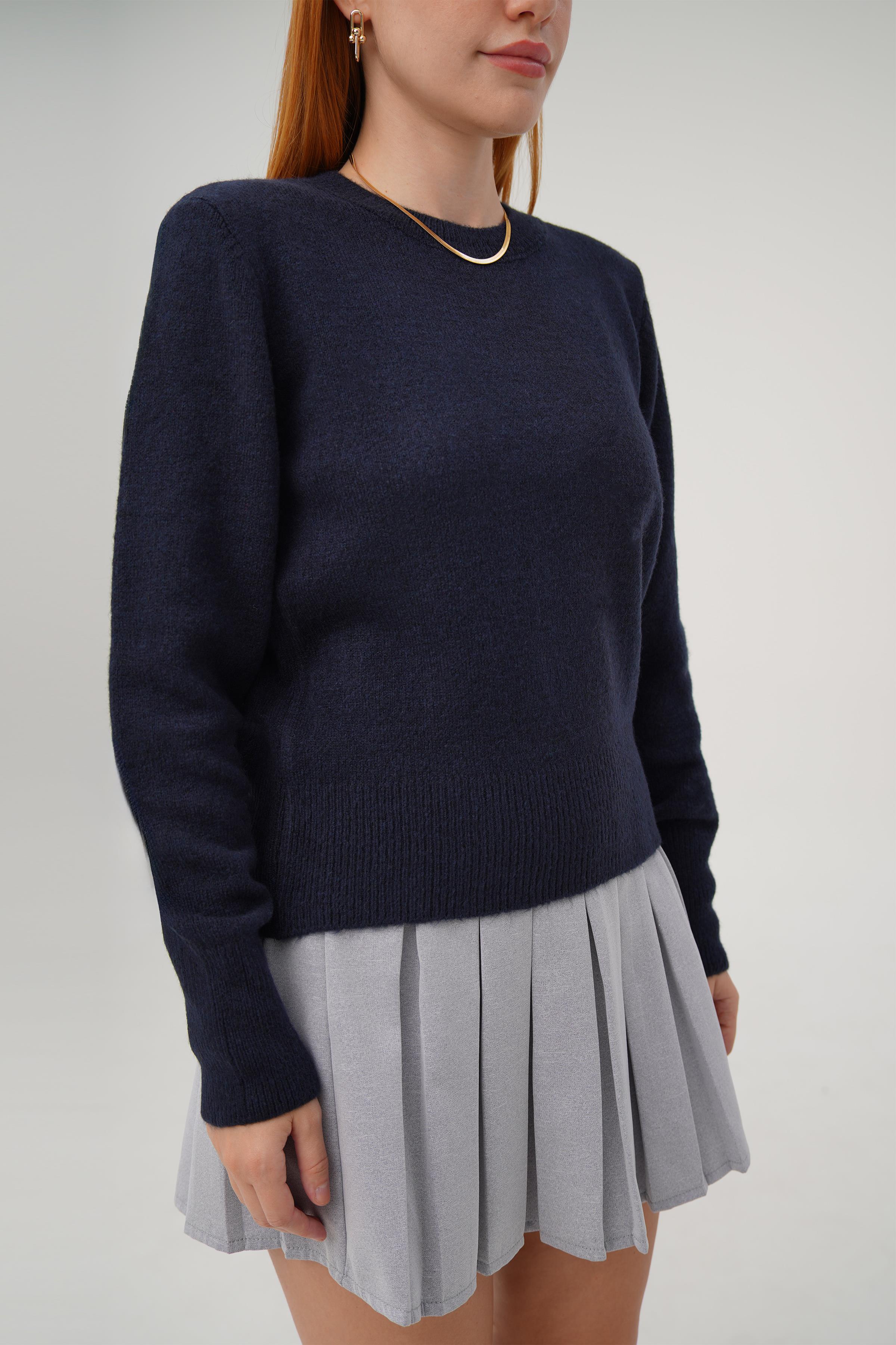 Bisiklet Yaka Düz Model Toptan Lacivert Kazak