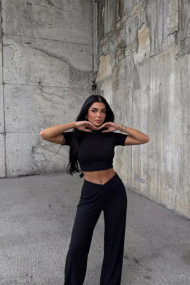 Siyah Basic Pantolonlu Takım