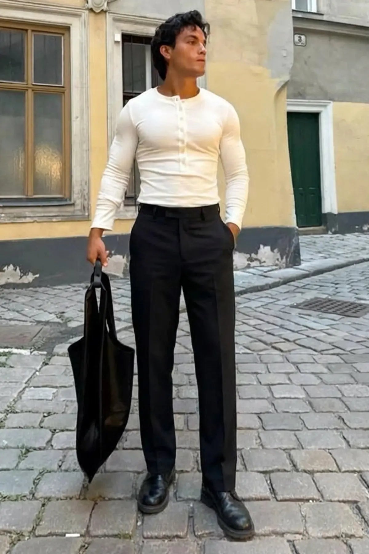 Siyah Palazzo Yüksek Bel Pantolon