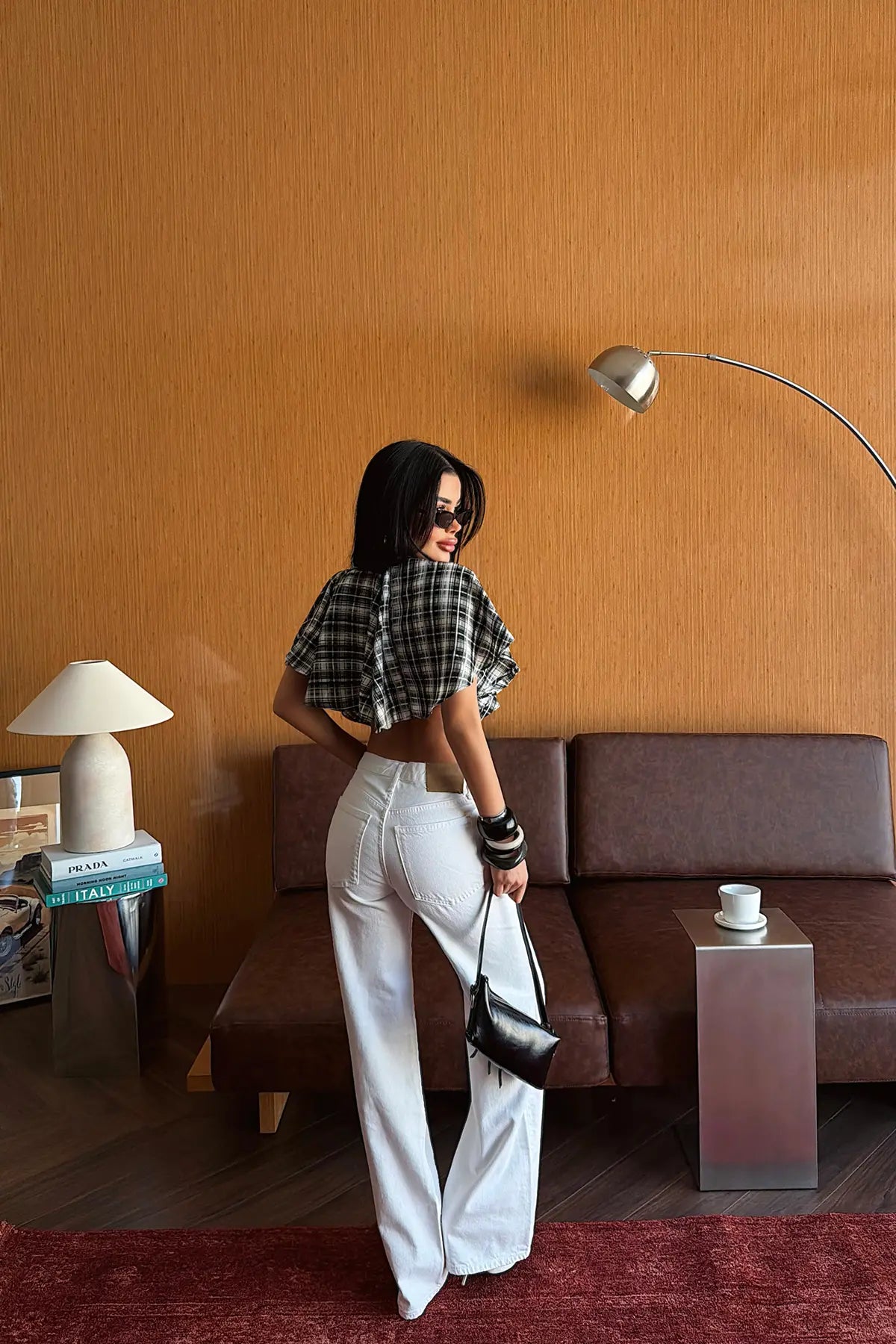 Siyah Pötikareli Crop Top