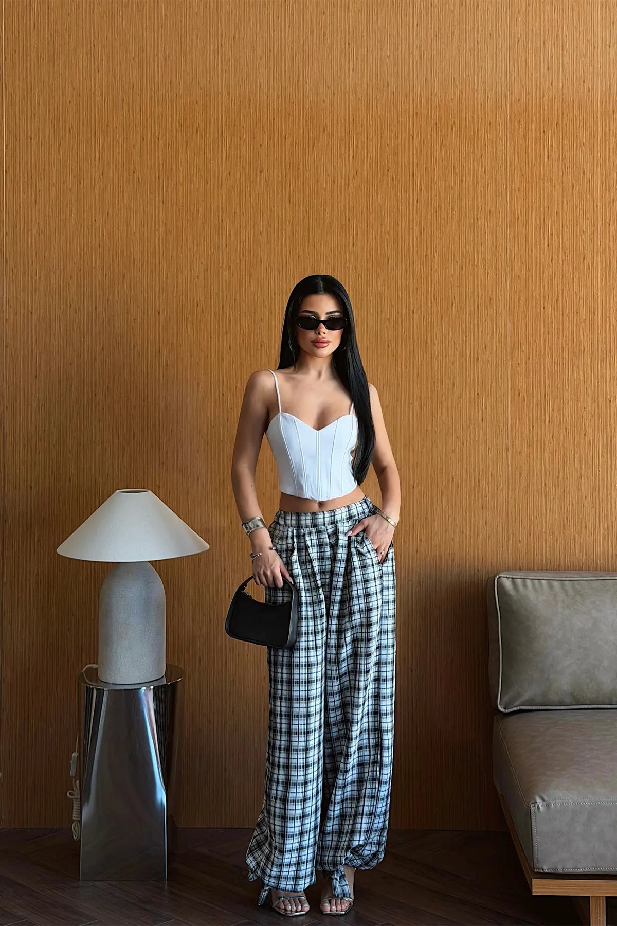 Black Gingham Trousers