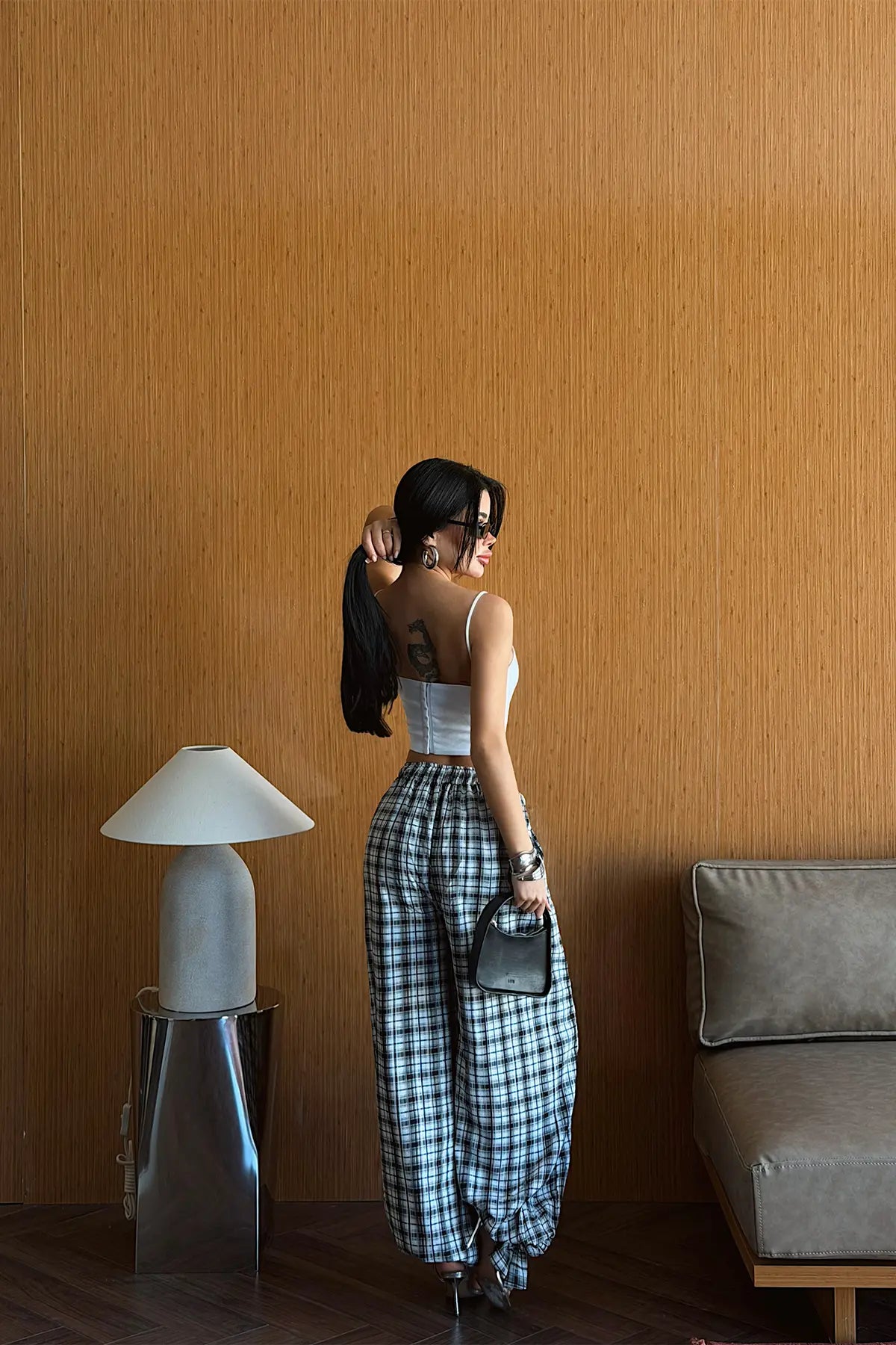 Black Gingham Trousers