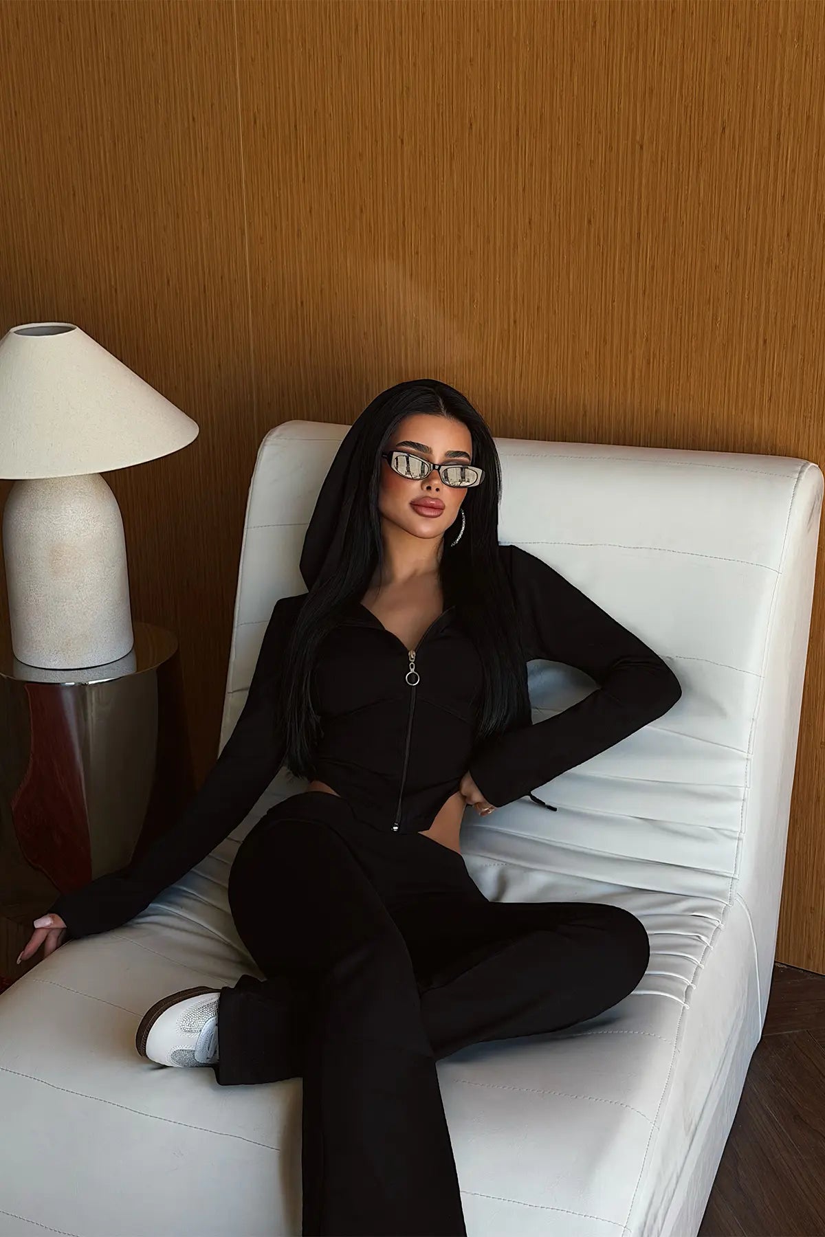 Siyah Pointelle Eşofman Takımı