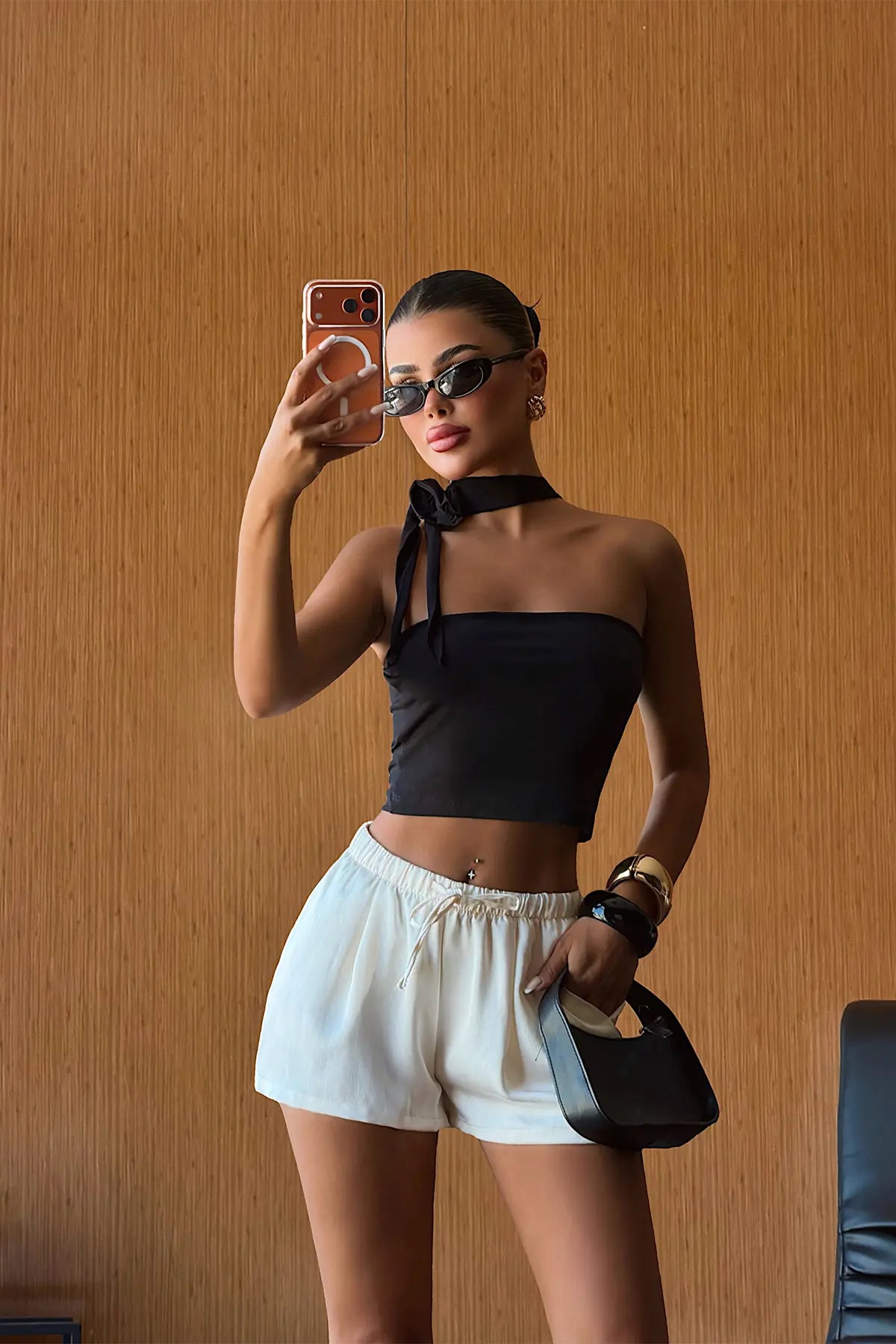 Siyah Straplez Crop Top
