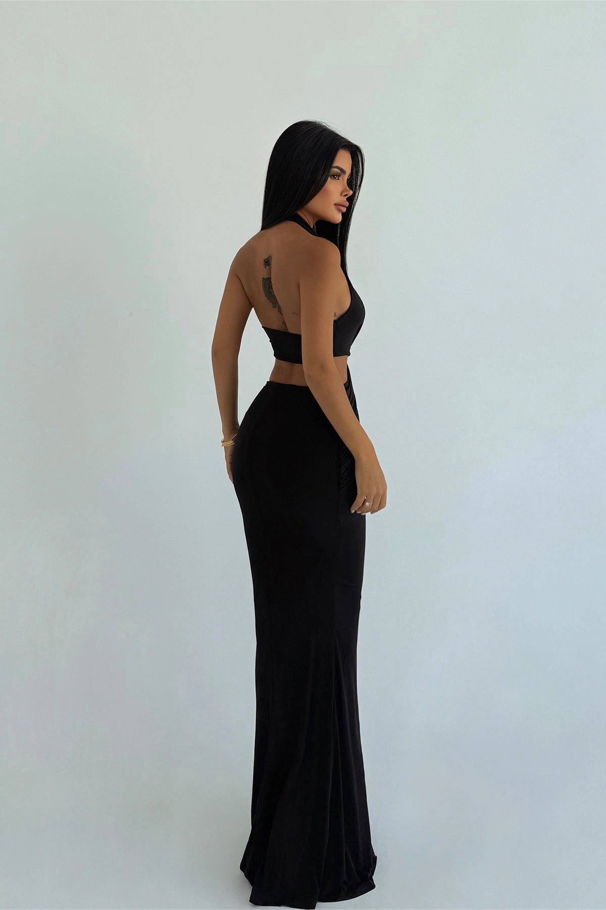Black Seamed Long Dress