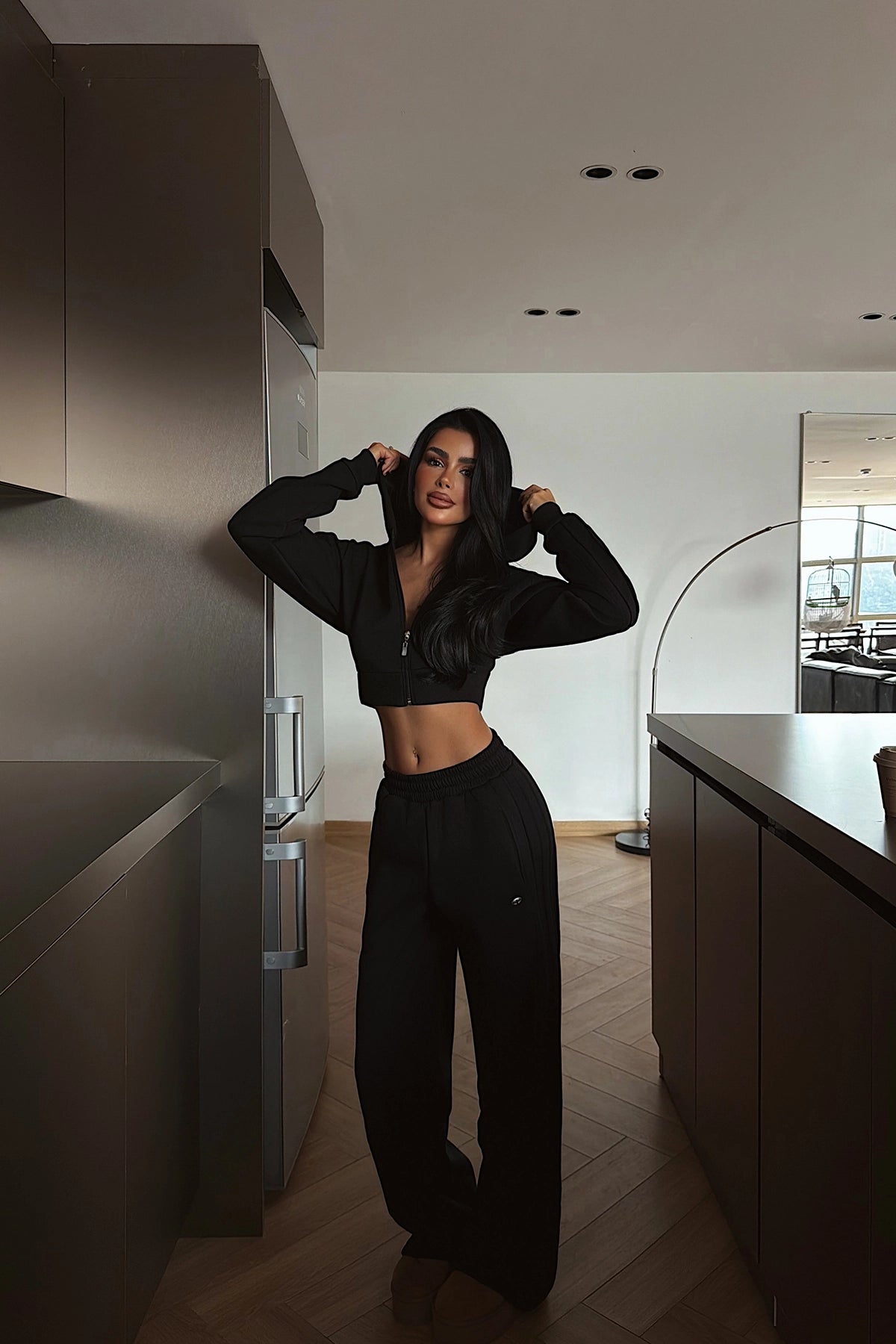 Siyah Fermuarlı Eşofman Takımı XS