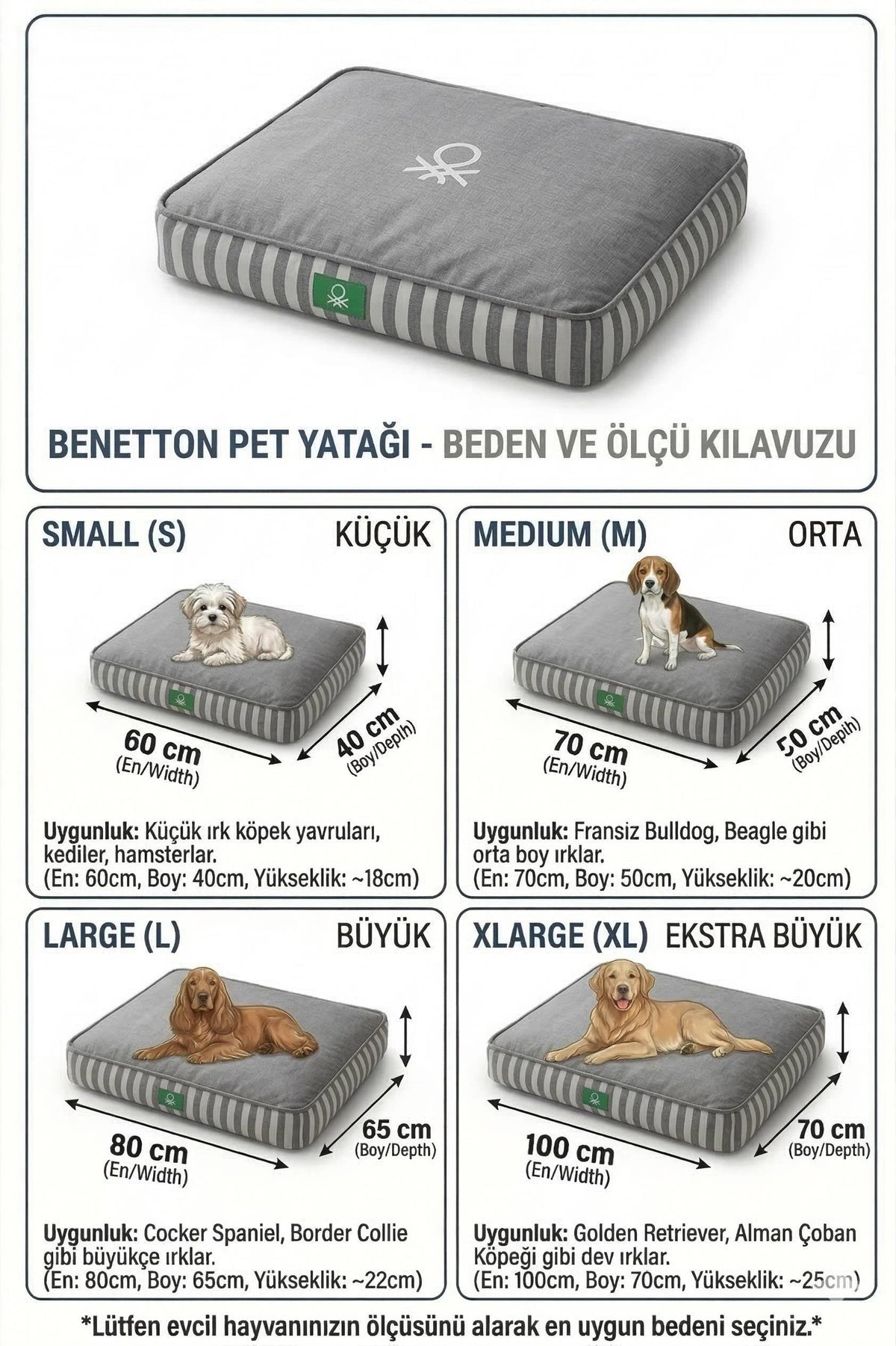 BNT-B2504-D Kedi & Köpek Yatağı  Sarı Çizgili 100 x70cm