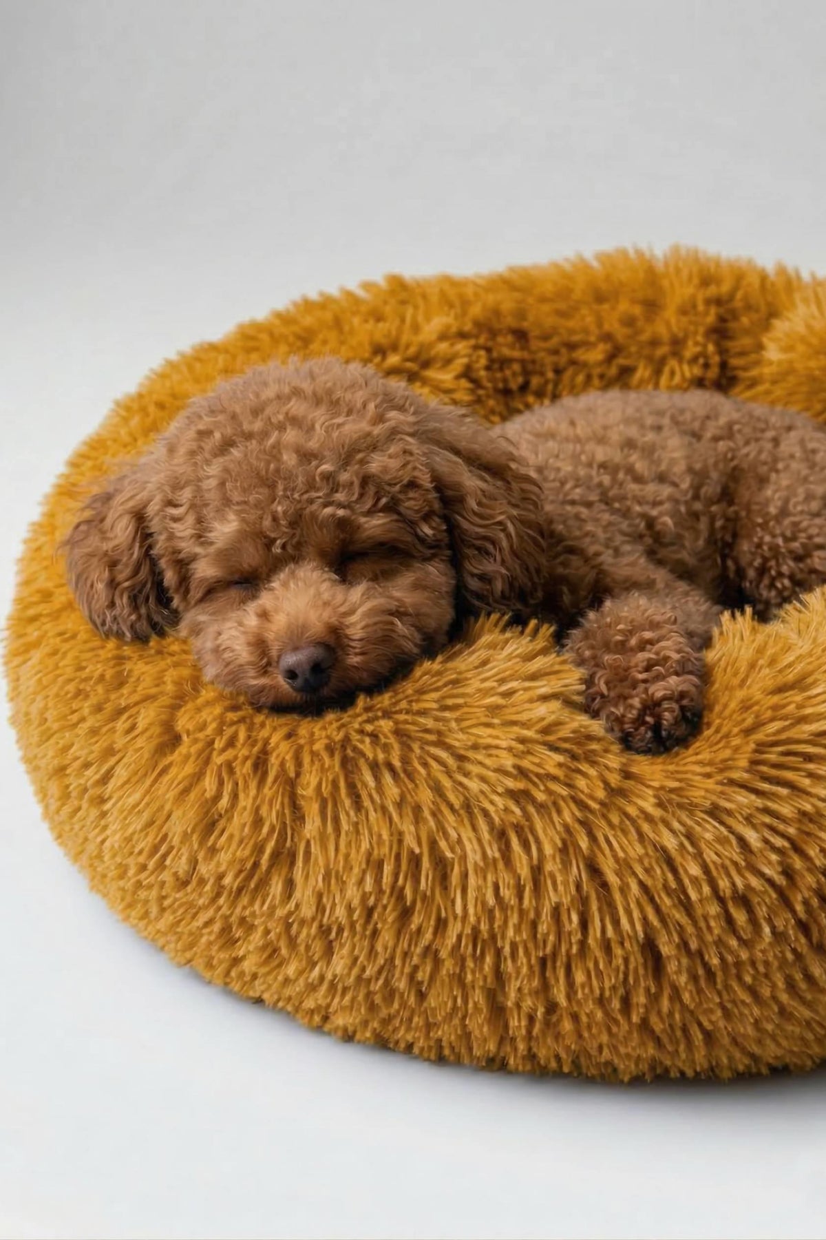 BNTMKT-0012-OR Uzun Kürklü Donut Kedi&Köpek Yatağı Turuncu 55 CM