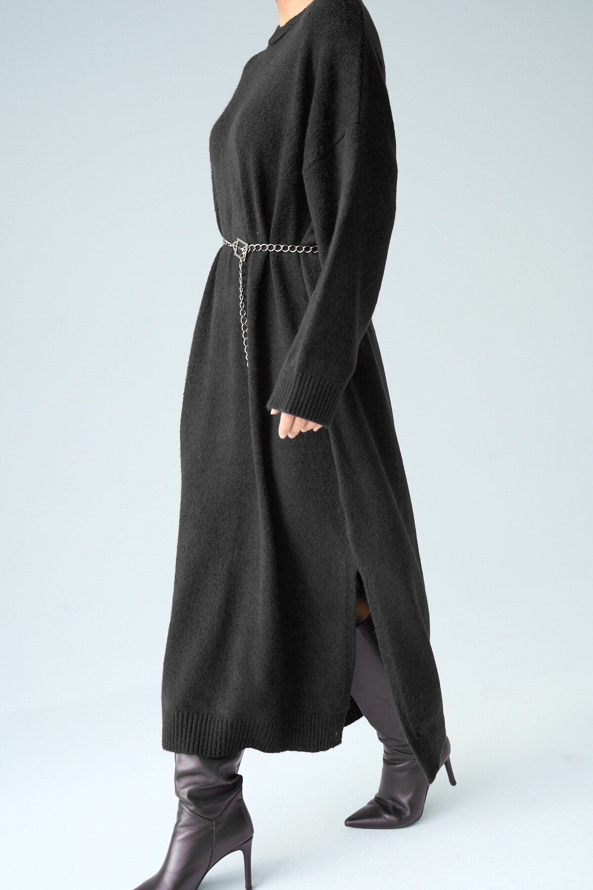 Black Full-Length Knit Dress