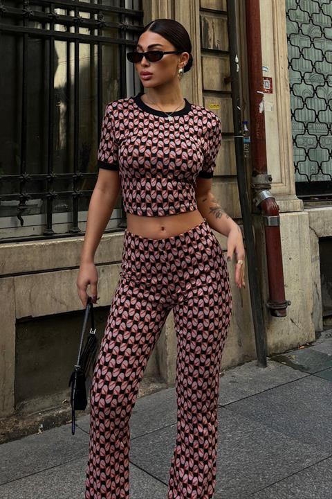 Brenda Desenli Crop Takım 9019-08
