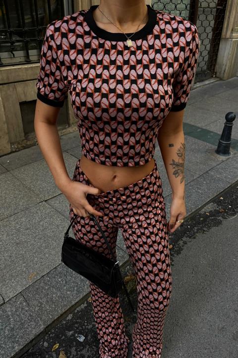 Brenda Desenli Crop Takım 9019-08