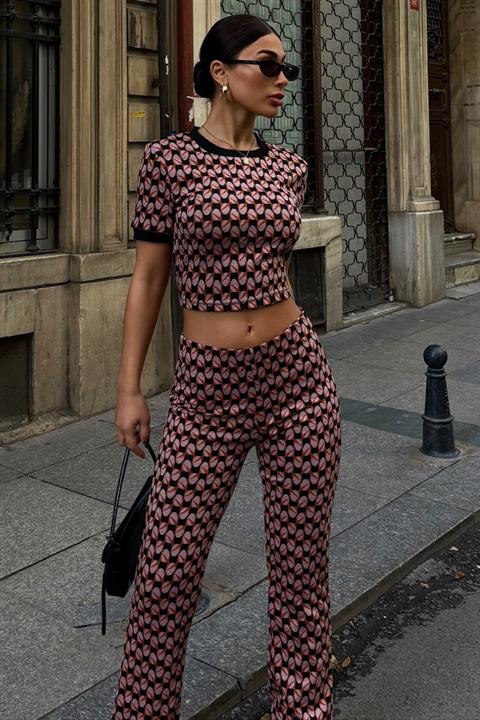 Brenda Desenli Crop Takım 9019-08