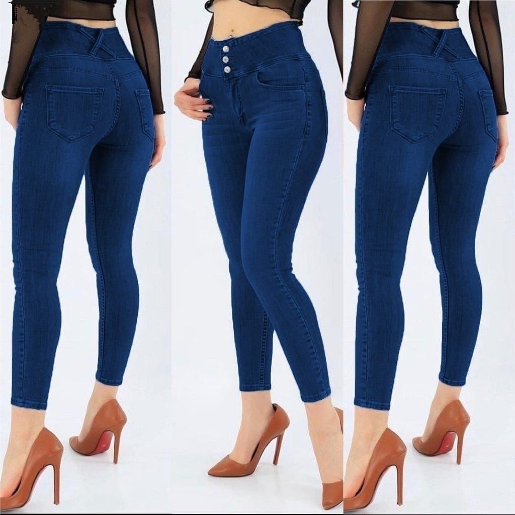 Yüksek Bel Likralı Jean Pantolon 90 Cm, 5328