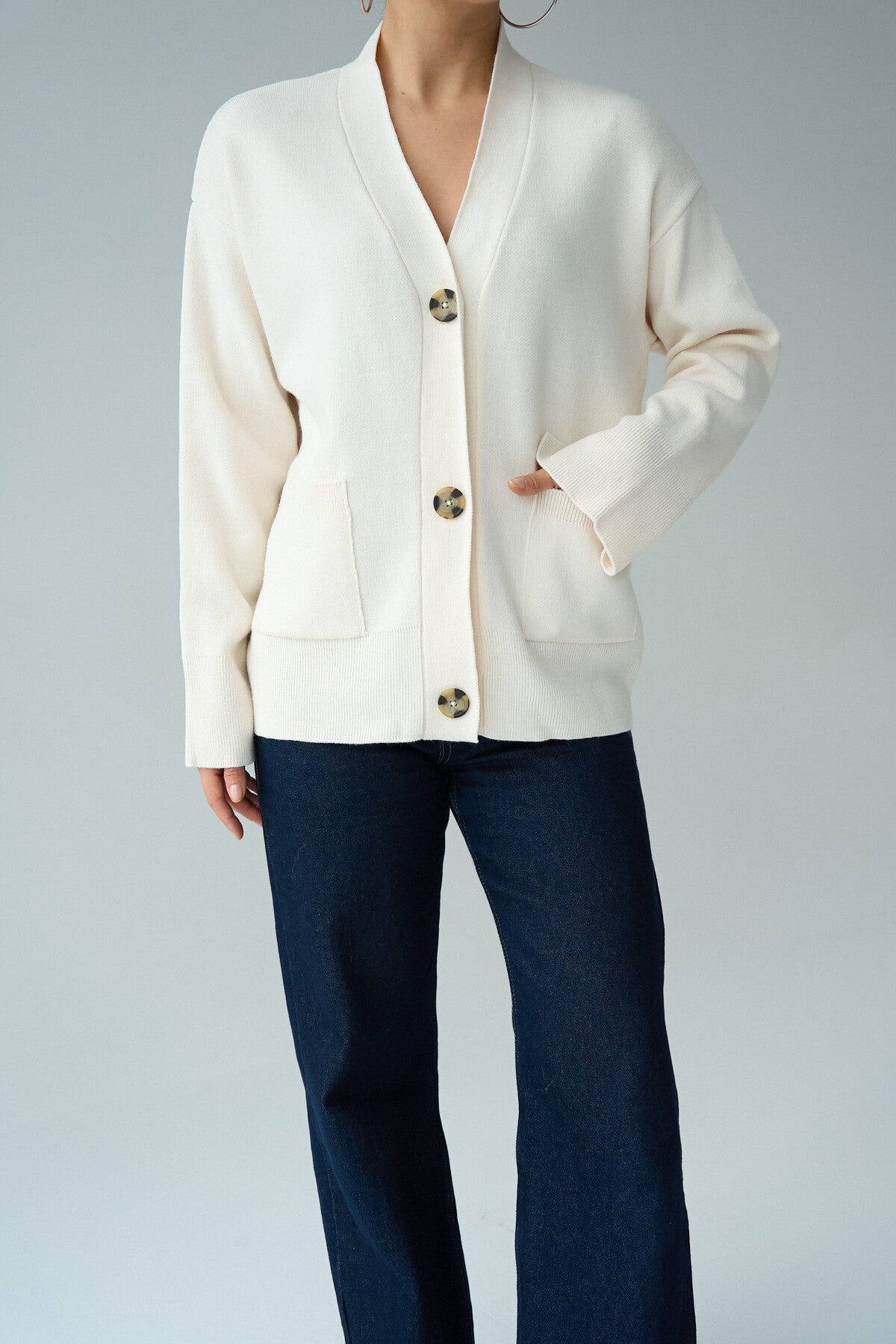 Cream Pocketed Cardigan