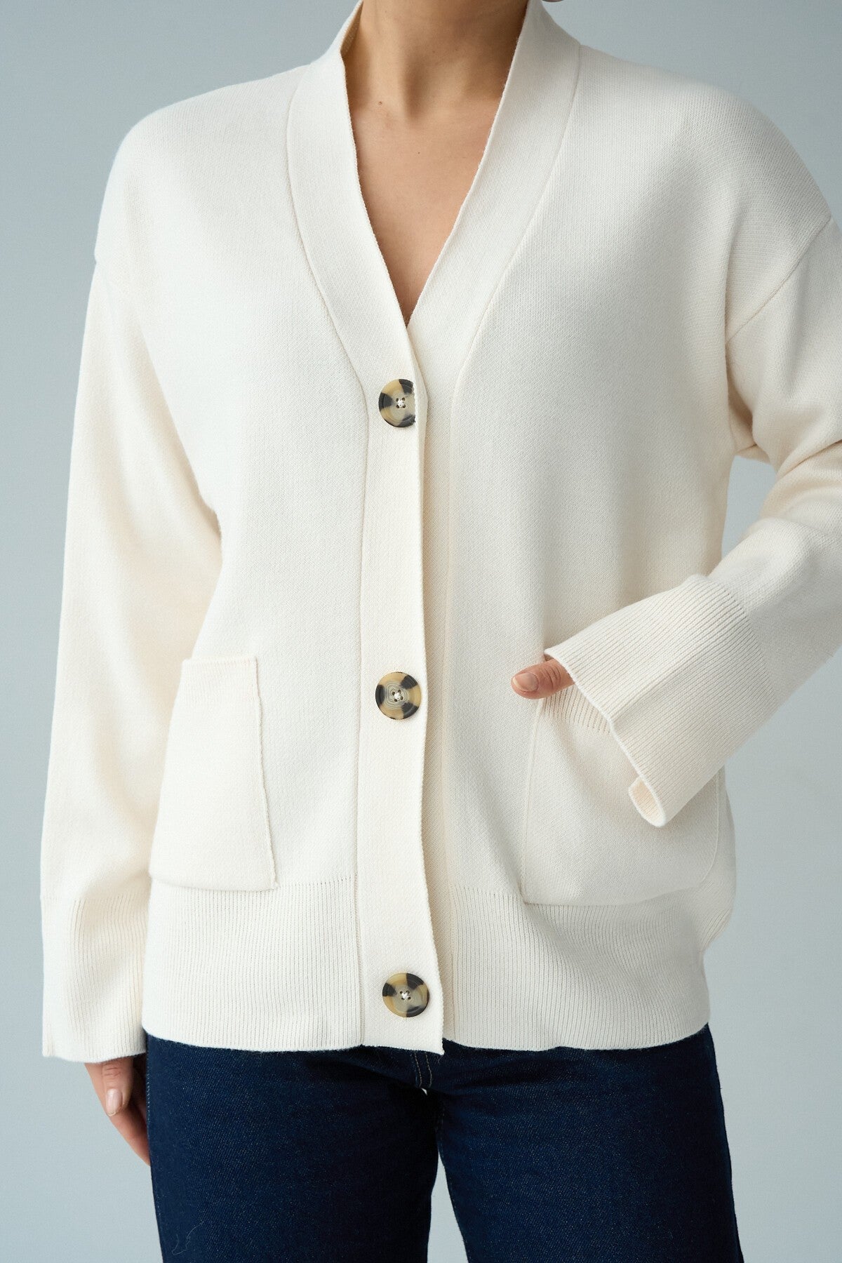 Cream Pocketed Cardigan