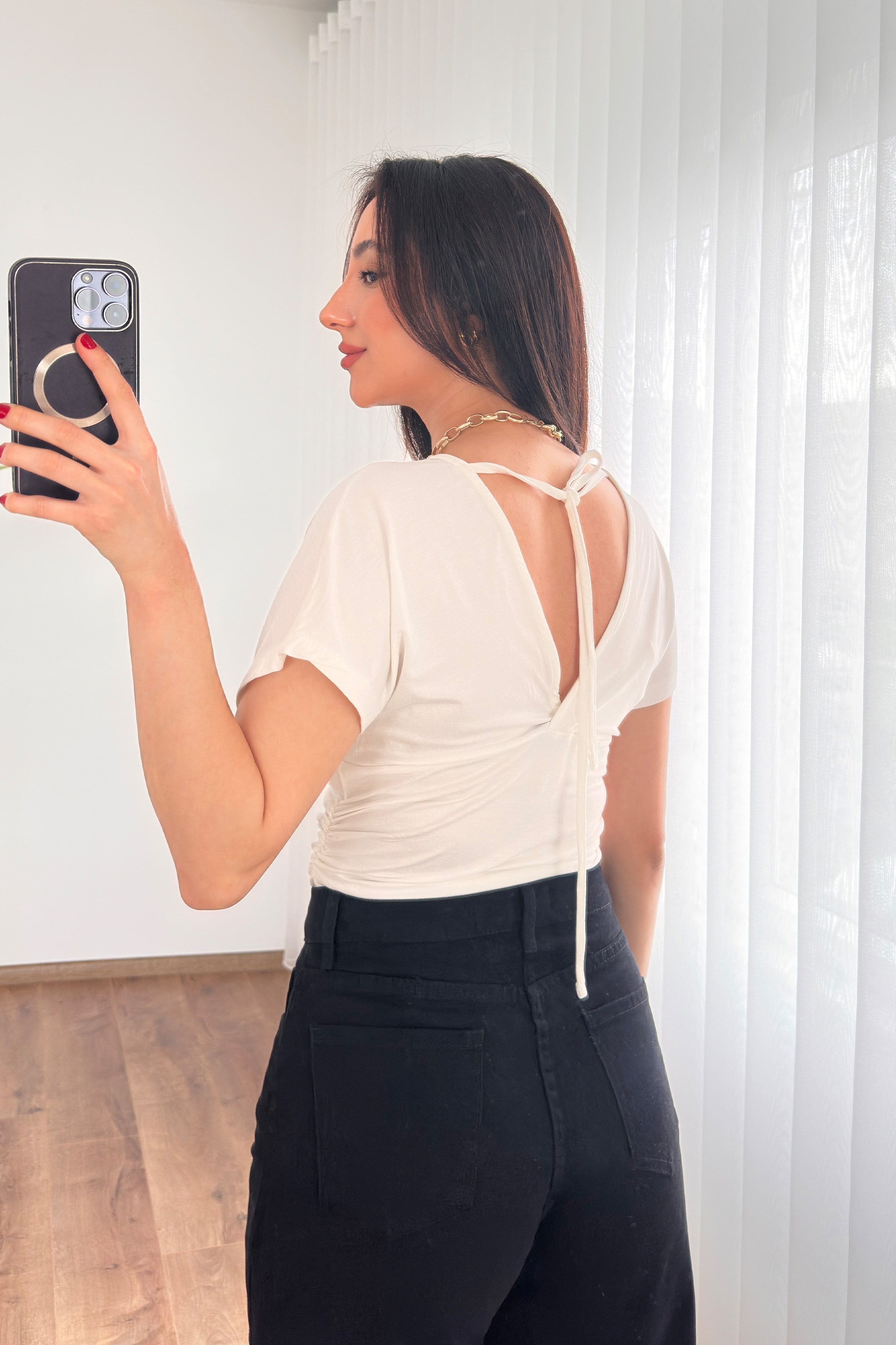Dantel Detaylı Toptan Beyaz Bluz