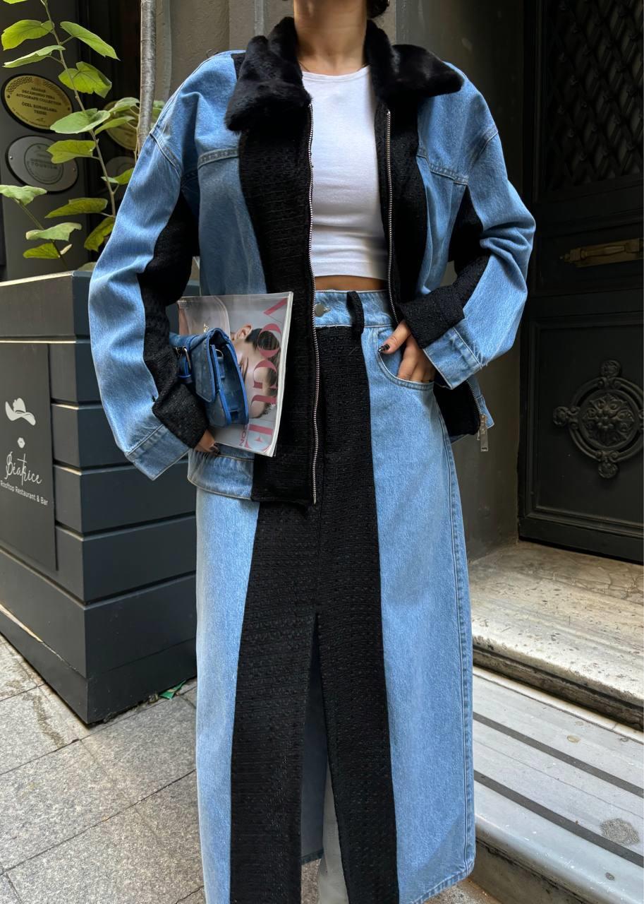 CHANEL GARNİLİ KOT MONT - Siyah