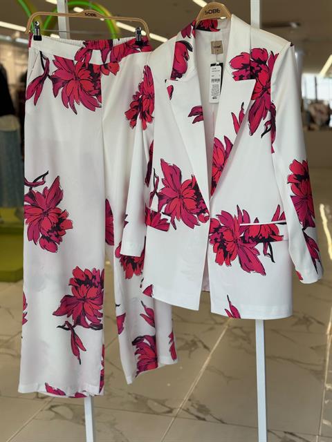 Çiçekli Chanel Saten Takım 10040