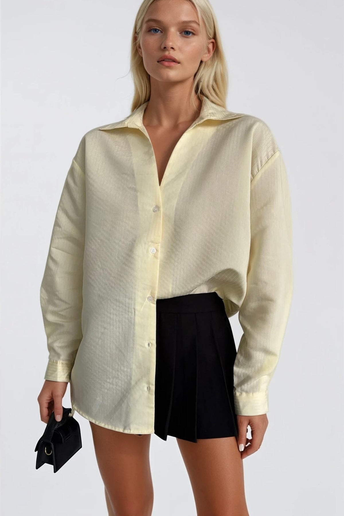 Çizgili Oversize Gömlek - Kahverengi