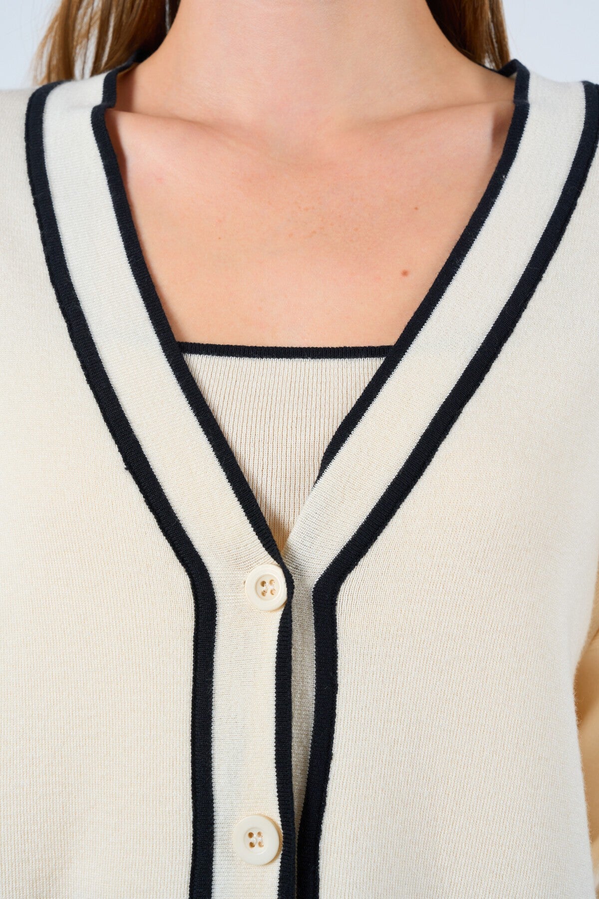Cream-Black Striped Muslin 3-Piece Set