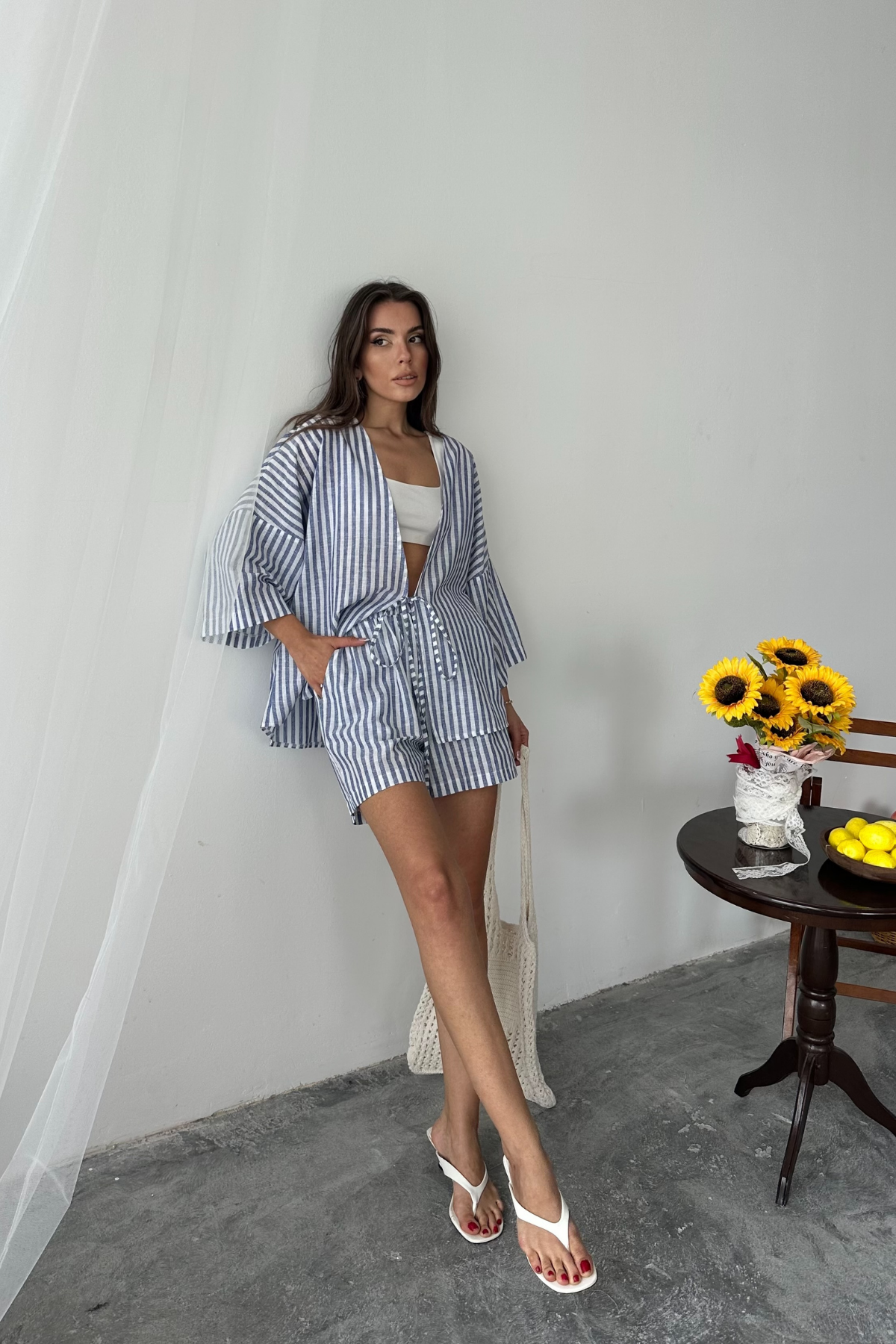 ÇİZGİLİ TUNİK -  ŞORT TAKIM - Lacivert