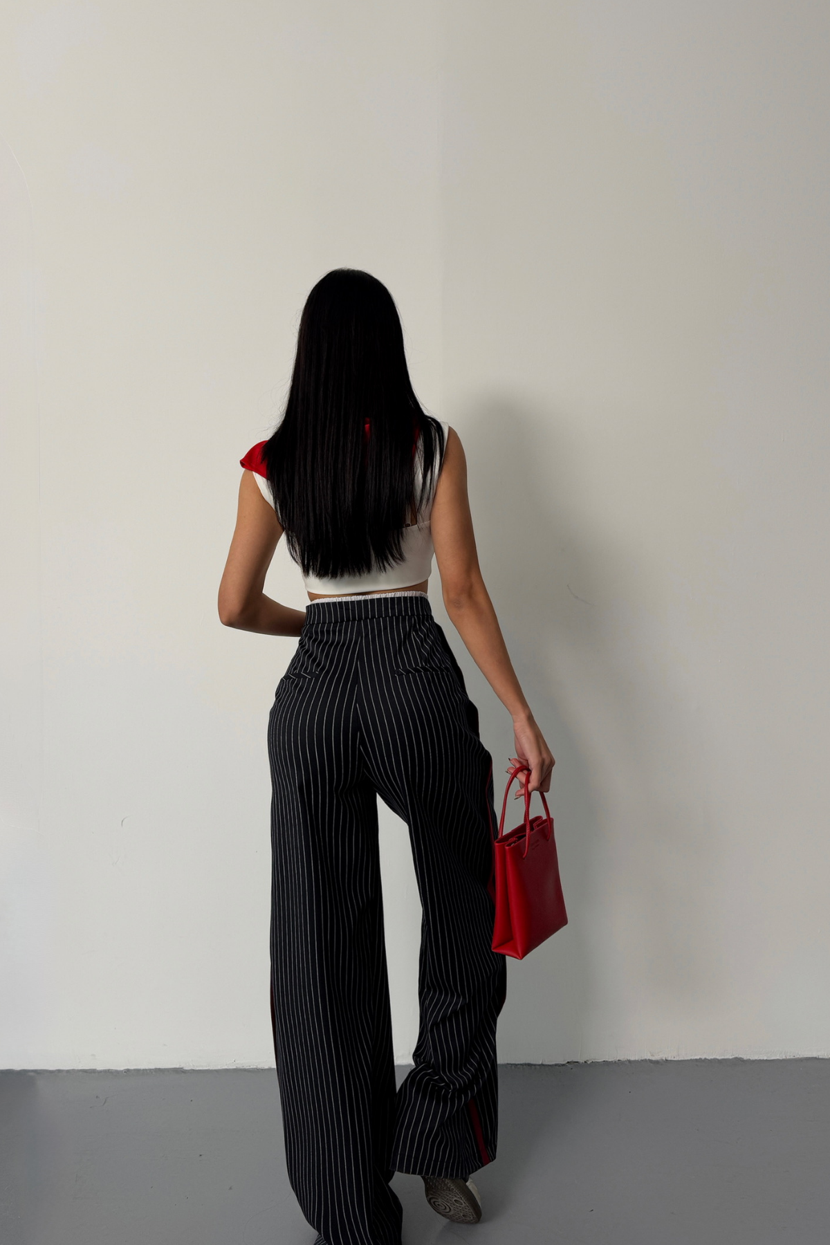 ÇİZGİLİ YANLAR ŞERİT DETAYLI PANTOLON - Lacivert