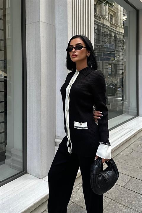 Cornelia Fitilli Biyeli Takım 9962 SİYAH /EKRU STD