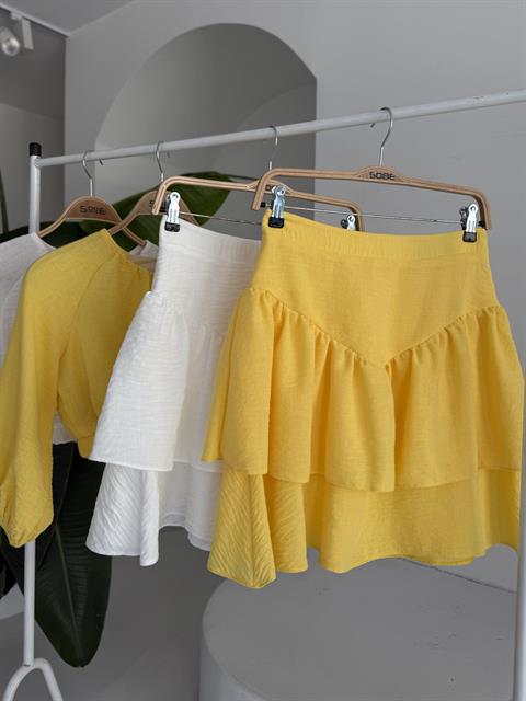 Crop Bluz ve Kat Kat Etekli Takım 10207