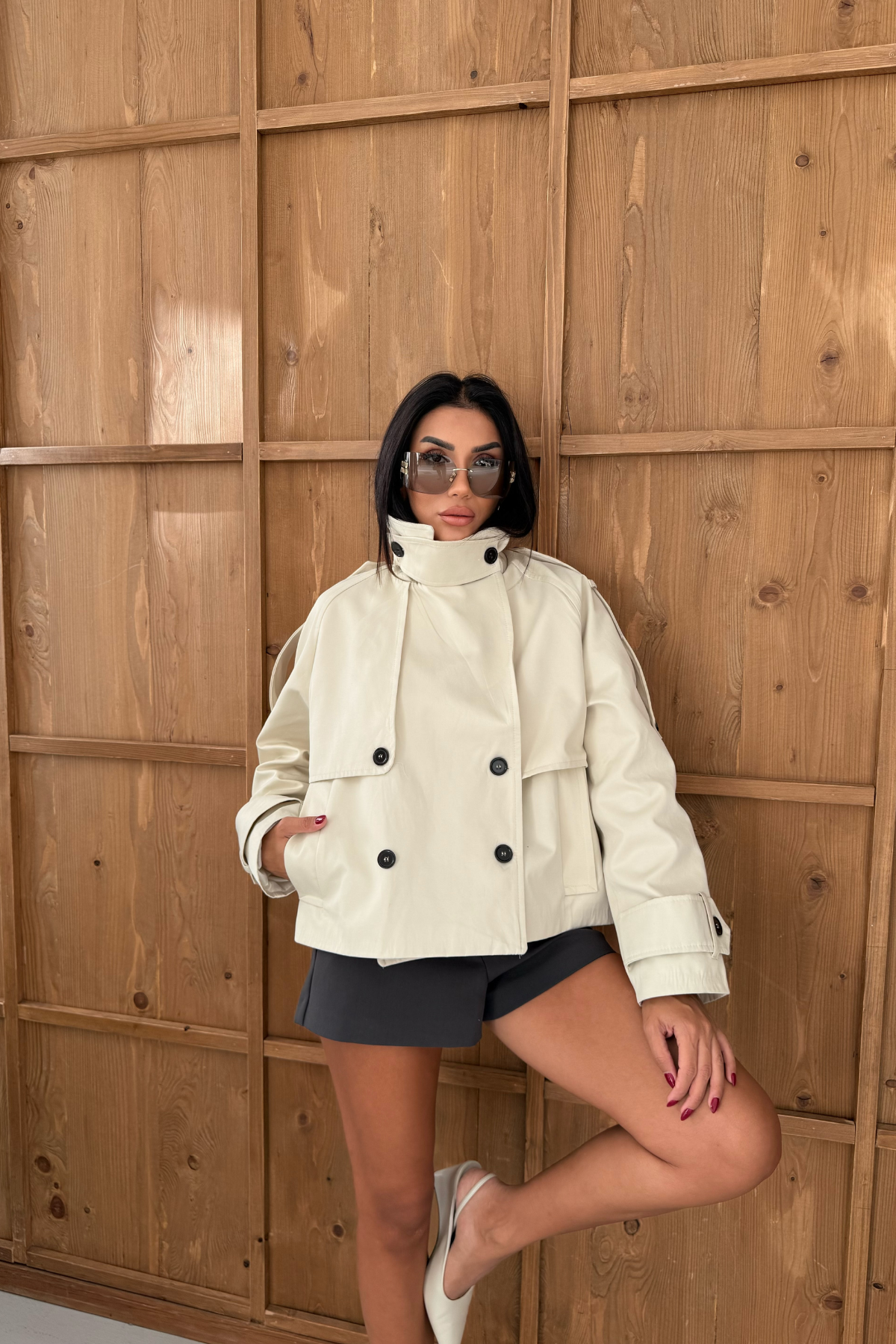 CROP BOYFREND TRENC - Taş