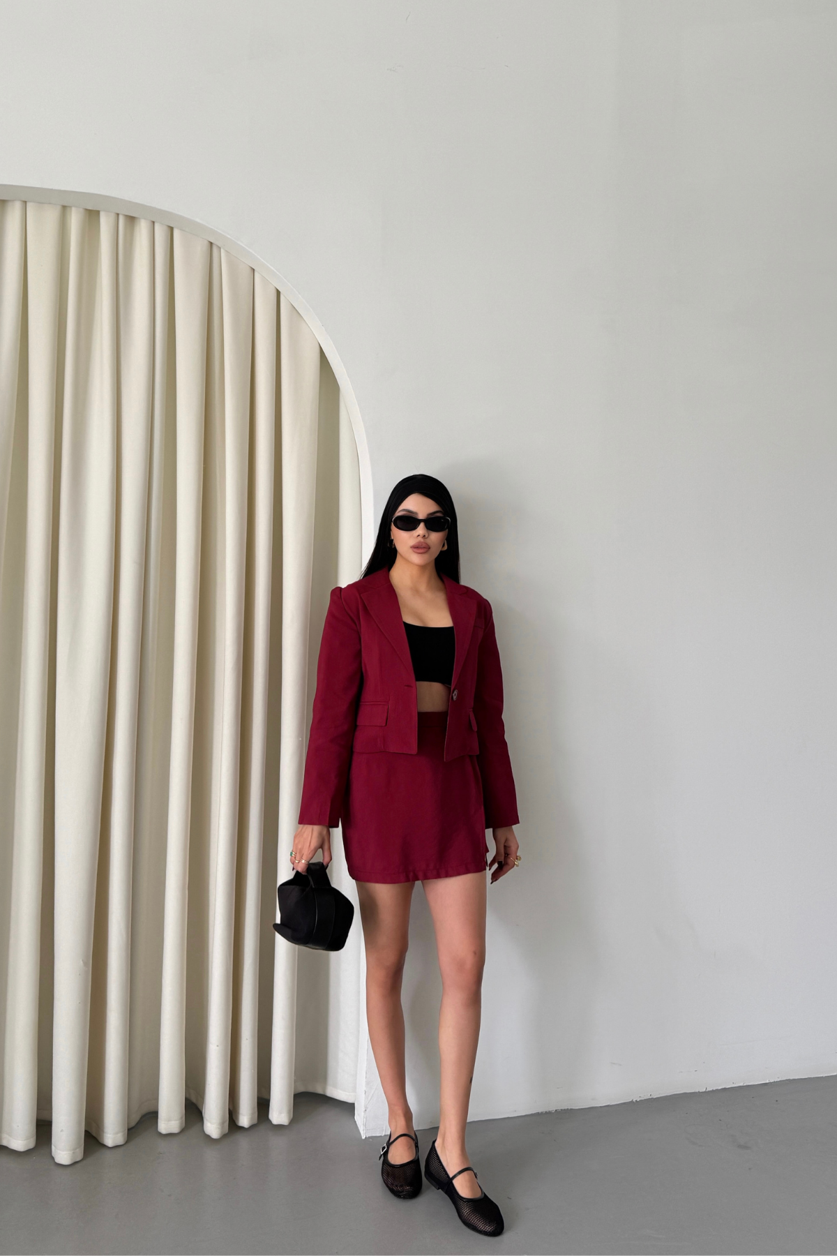 CROP CEKET - KISA ETEK TAKIM - Bordo