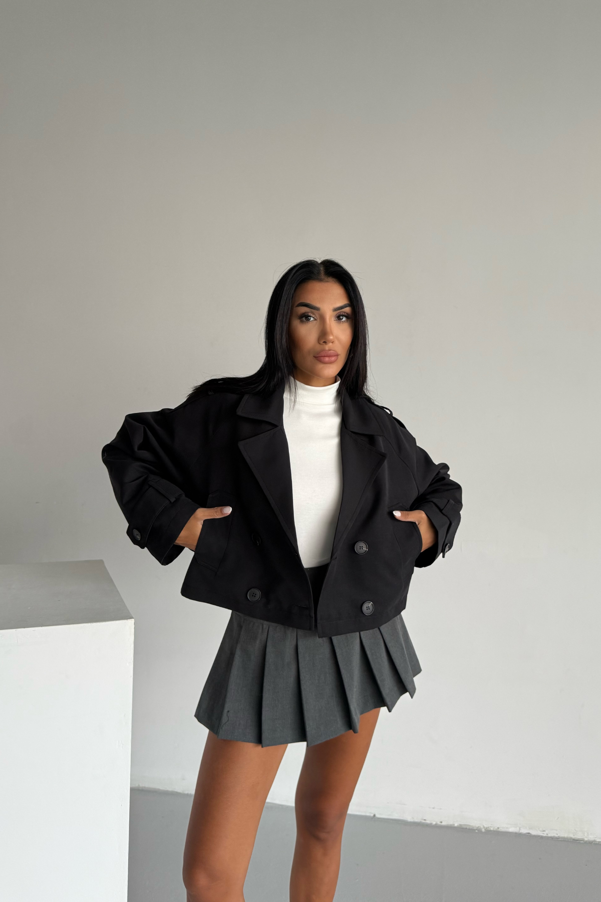 CROP TRENCH ASTARLI - Siyah