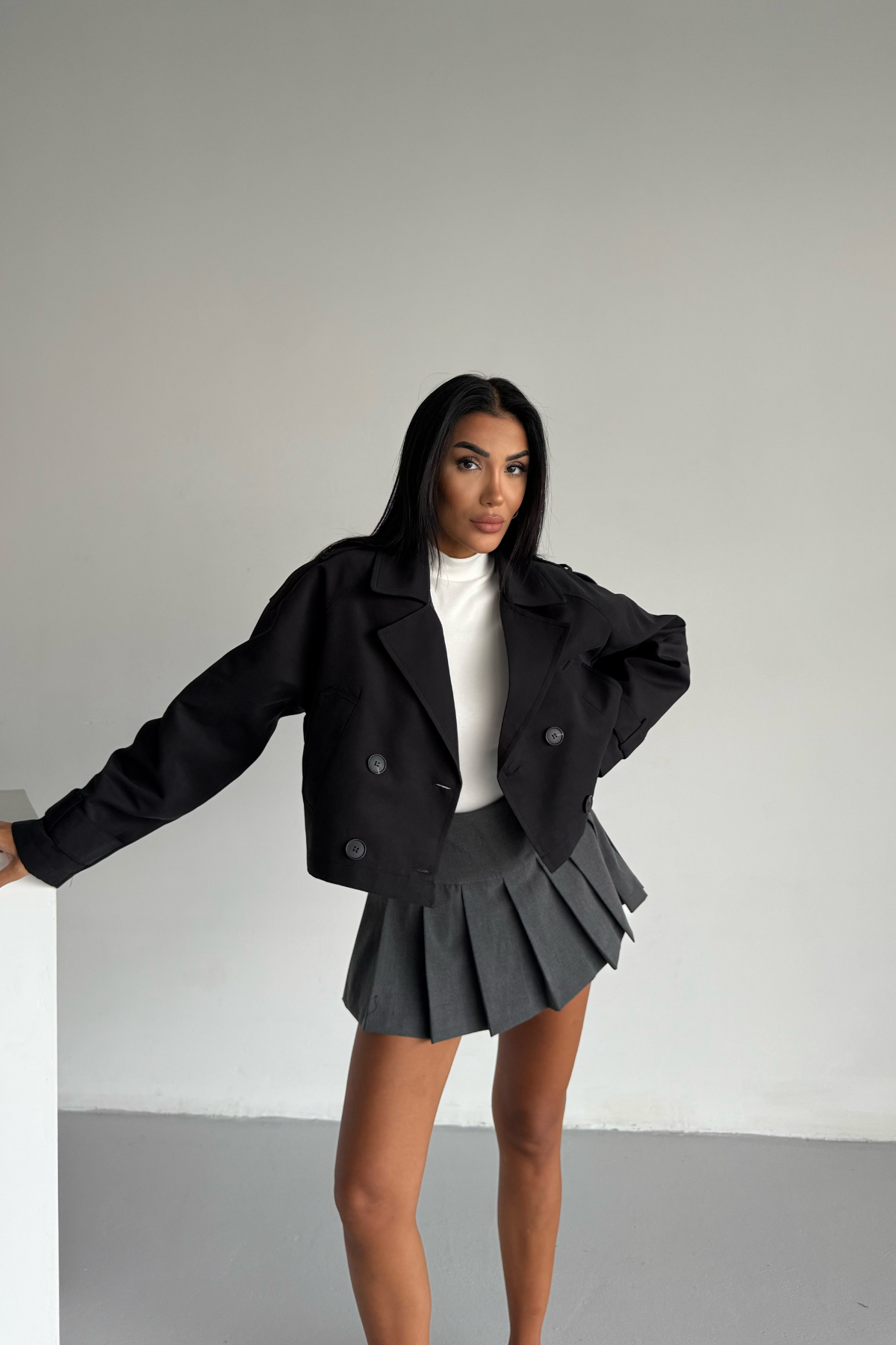 CROP TRENCH ASTARLI - Siyah